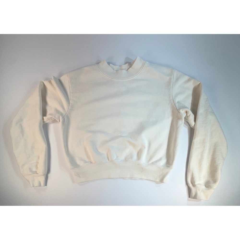 Cotton Citizen Brooklyn Cropped Sweatshirt Off-White Cream Small